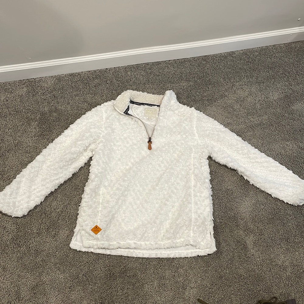 Simply Southern White Fuzzy Quarter Zip